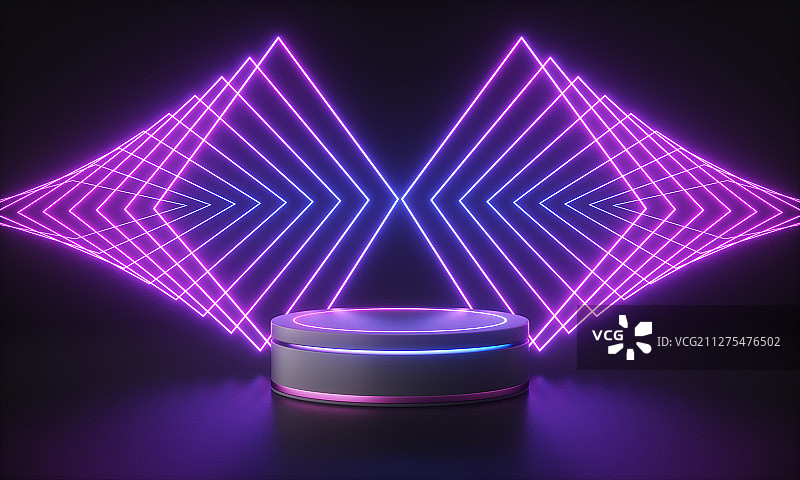 霓虹灯下带有科技感的产品展示台图片素材
