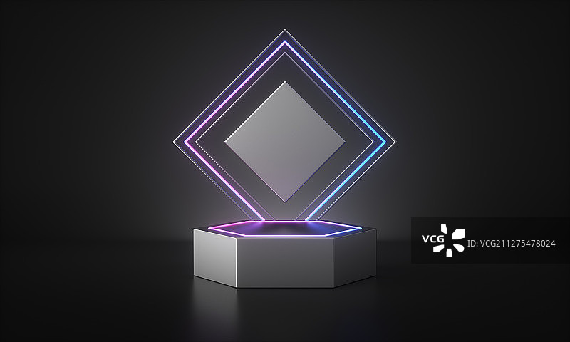 带有科技感的银色金属产品展示台图片素材