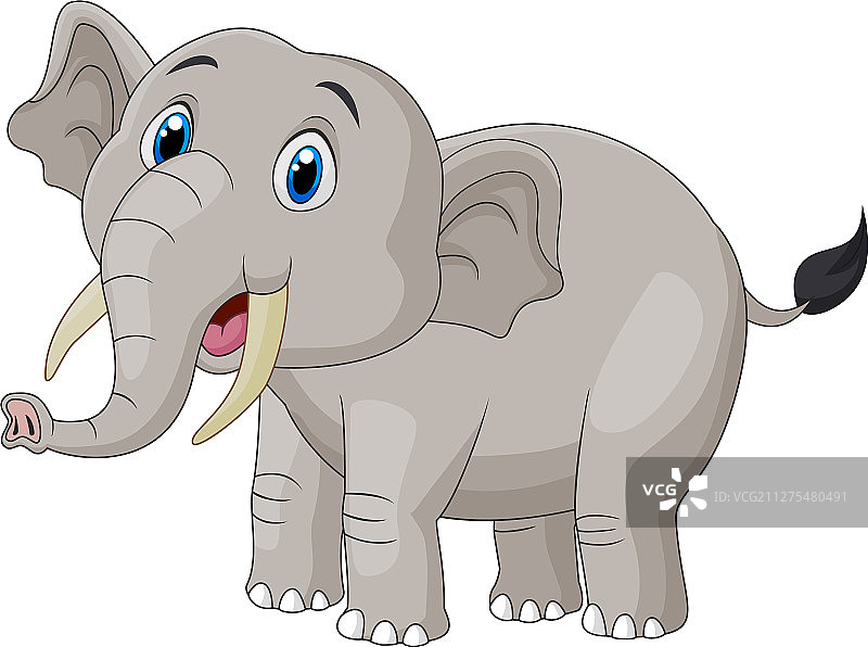 白色背景上的可爱卡通大象图片素材