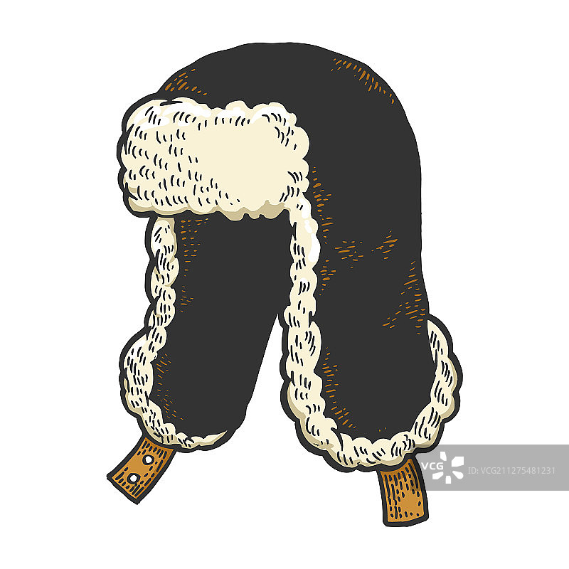带护耳的帽子乌尚卡素描雕刻图片素材
