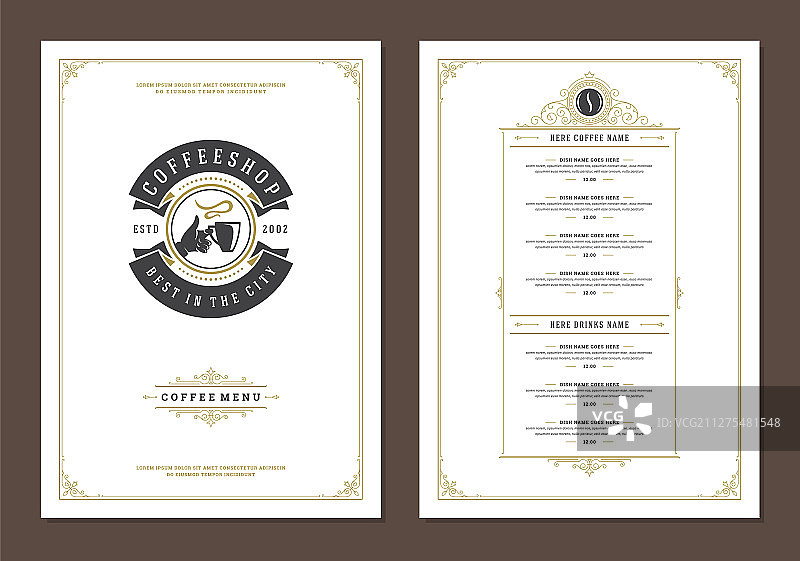 酒吧或咖啡馆咖啡菜单宣传单模板设计图片素材