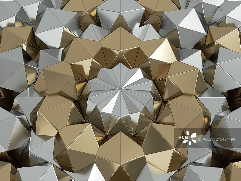 金银色低多边形组成的背景图形图片素材