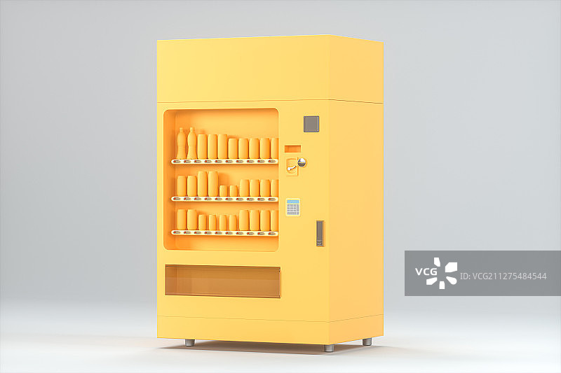橙色贩卖机与白色背景 三维渲染图片素材