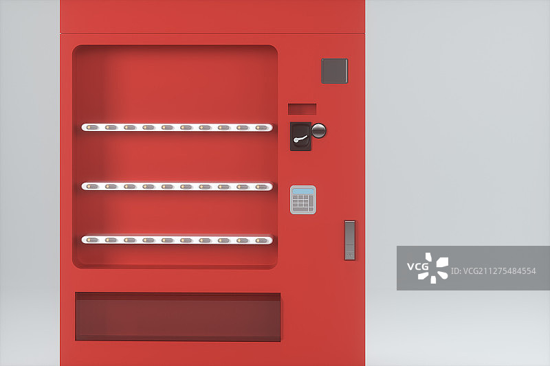 红色贩卖机与白色背景 三维渲染图片素材