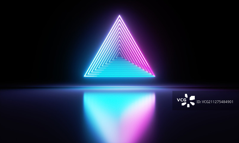 蓝色紫色的霓虹灯映照下的带有未来科技感的空间背景素材图片素材