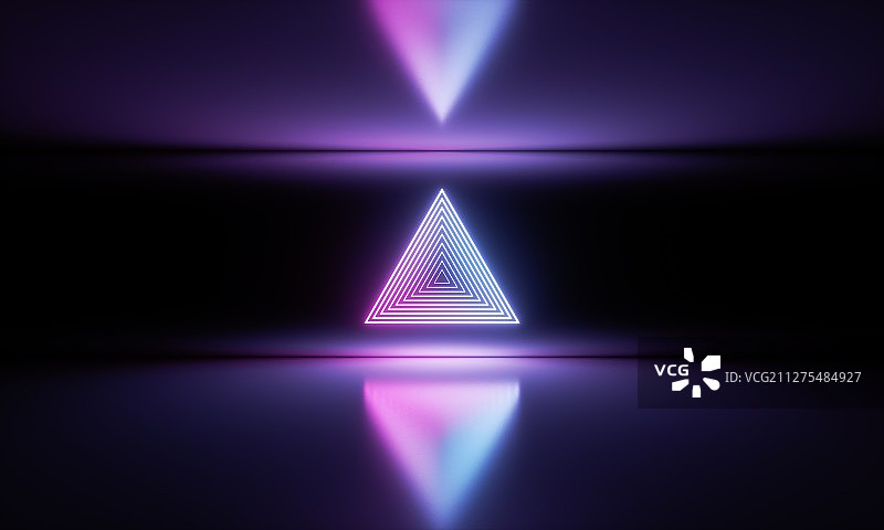 蓝色紫色的霓虹灯映照下的带有未来科技感的空间背景素材图片素材