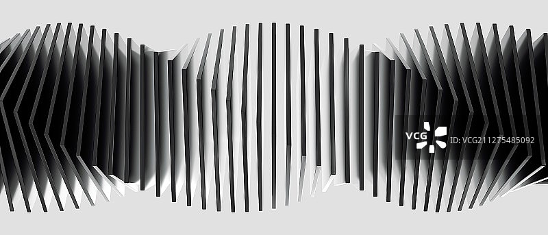 立体金属片旋转扭曲组成的抽象几何图形图片素材