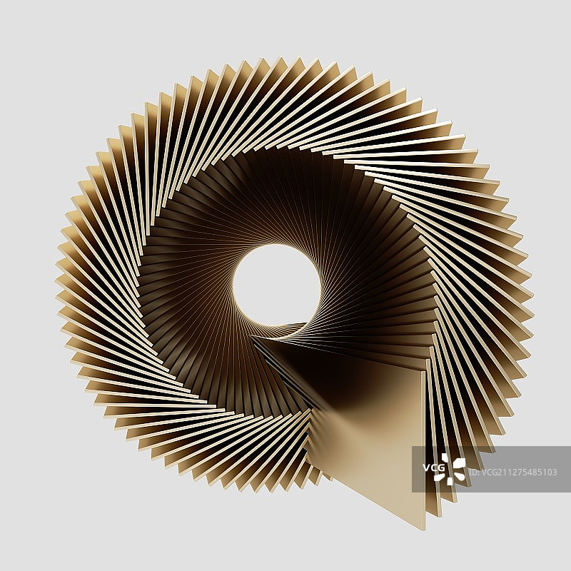 立体金属片旋转扭曲组成的抽象几何图形图片素材