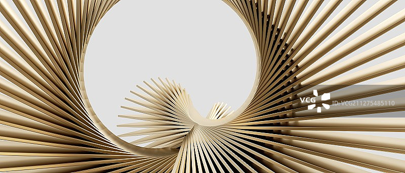 立体金属片旋转扭曲组成的抽象几何图形图片素材