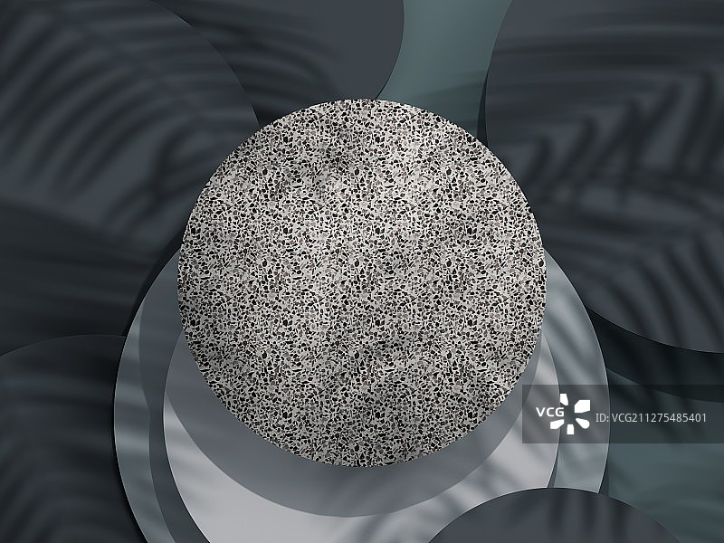 树影下水磨石材质的产品展示台图片素材