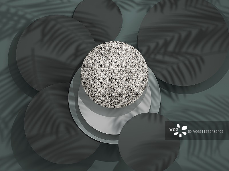 树影下水磨石材质的产品展示台图片素材