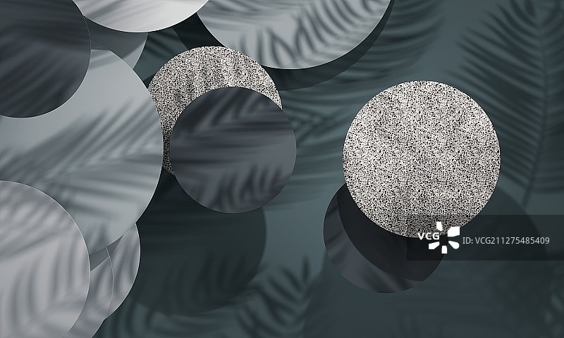 树影下水磨石材质的产品展示台图片素材