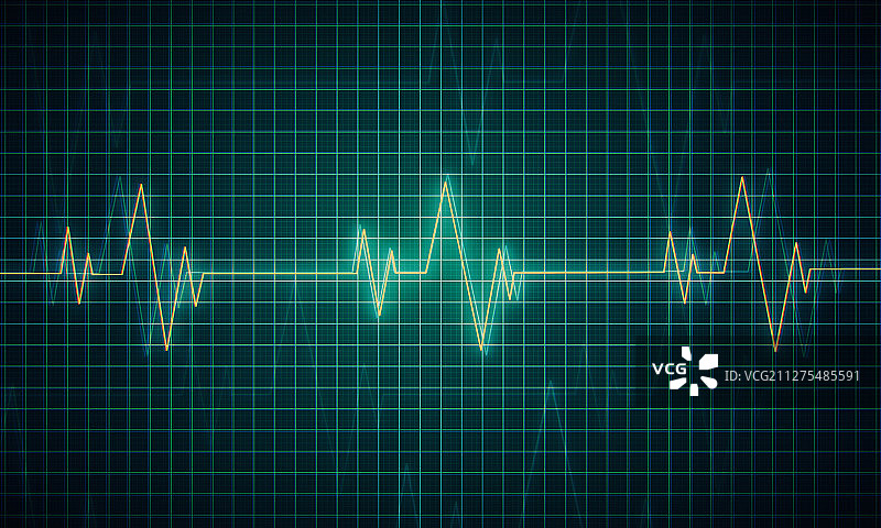 带有科技感的示波器屏幕上显示的心电图波动图片素材