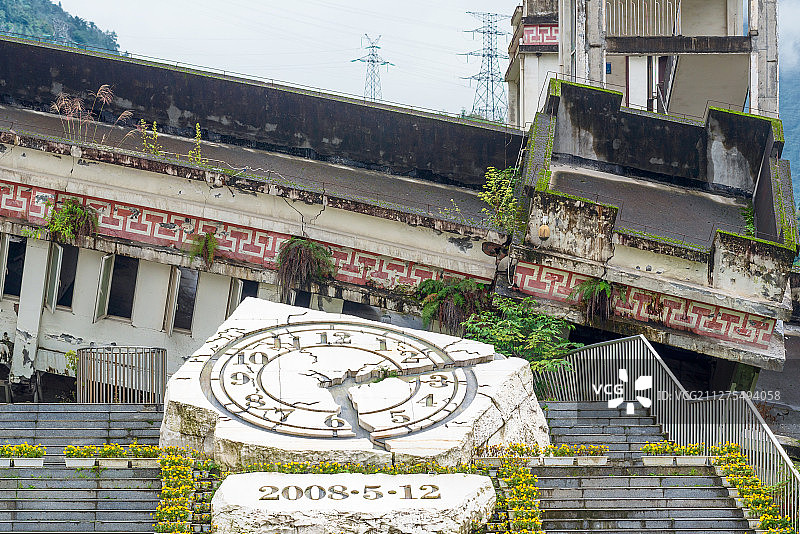 四川汶川512地震遗址-映秀镇漩口中学图片素材