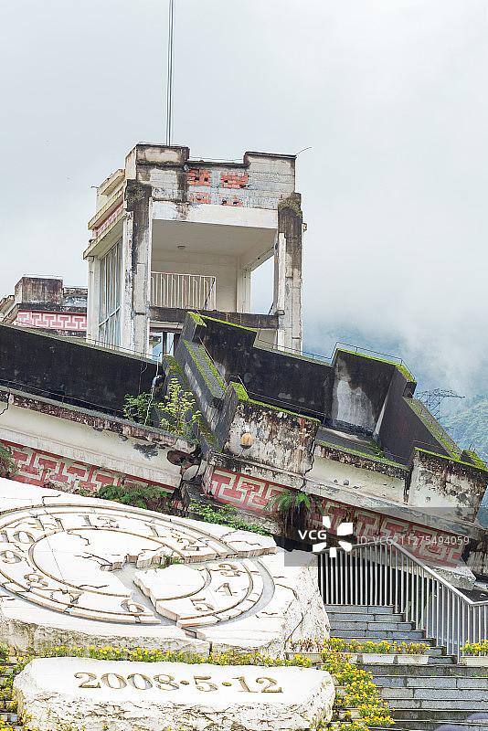 四川汶川512地震遗址-映秀镇漩口中学图片素材