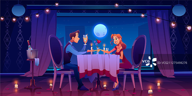 男女在餐厅浪漫约会图片素材