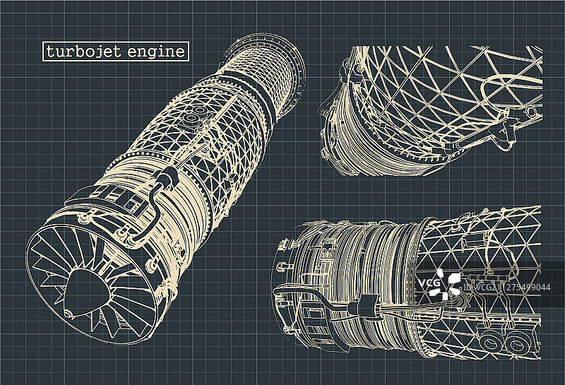 强大的涡轮喷气发动机图纸图片素材