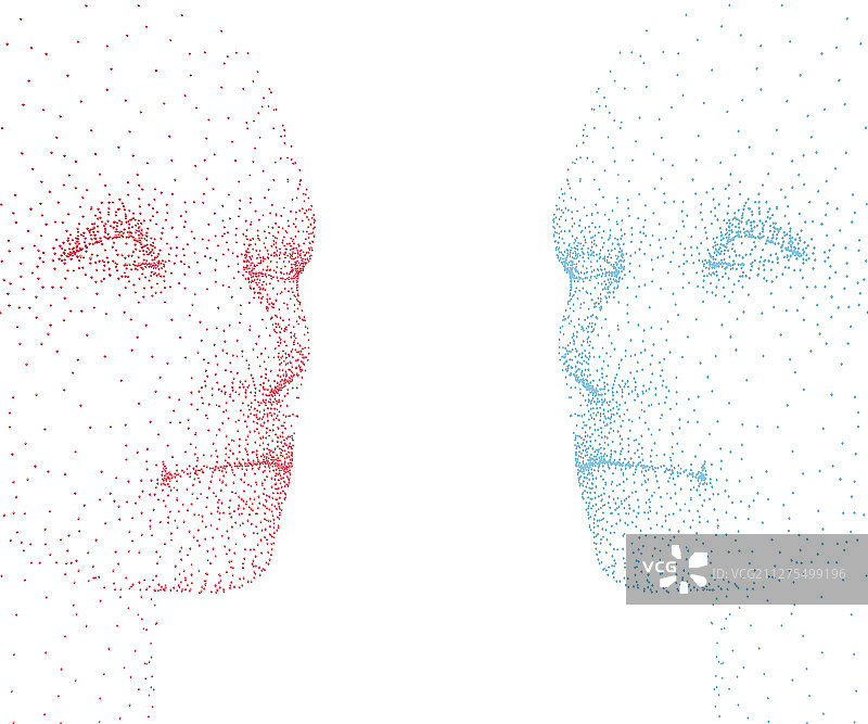 由蓝色粒子构成的人脸抽象图案图片素材