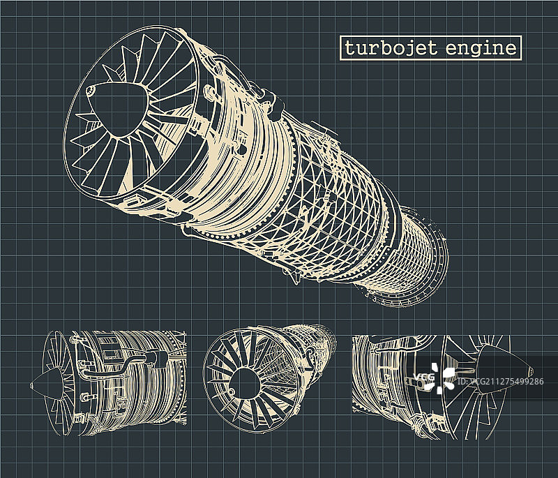 涡轮喷气发动机蓝图图片素材