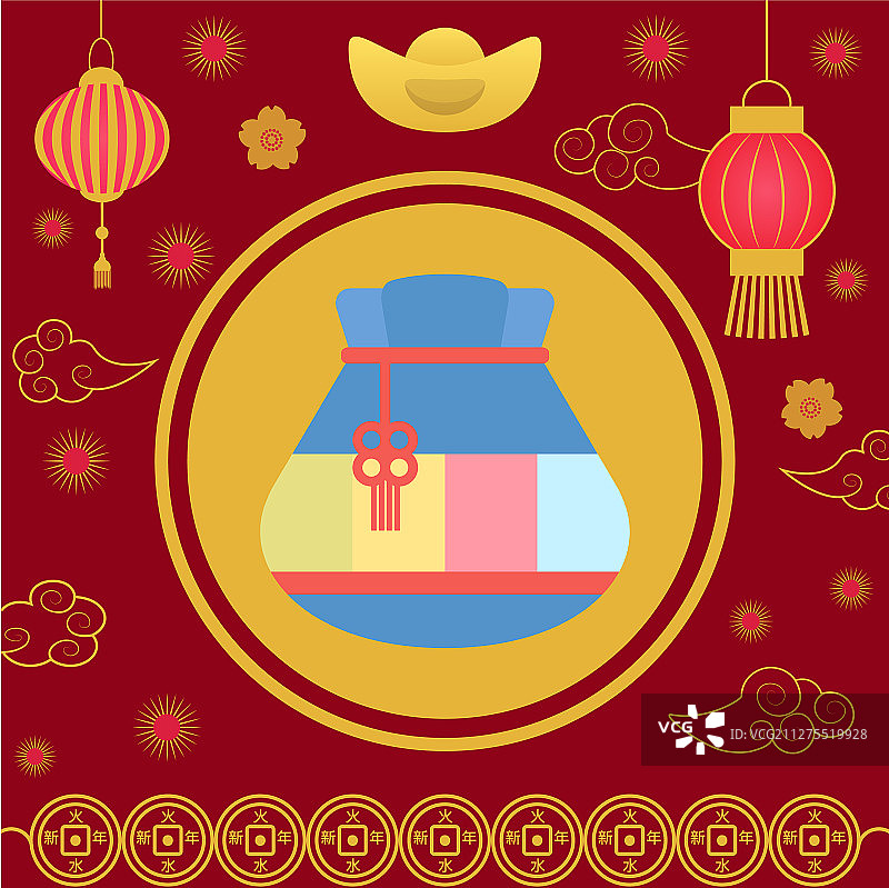 招财纳福中国风福袋图片素材