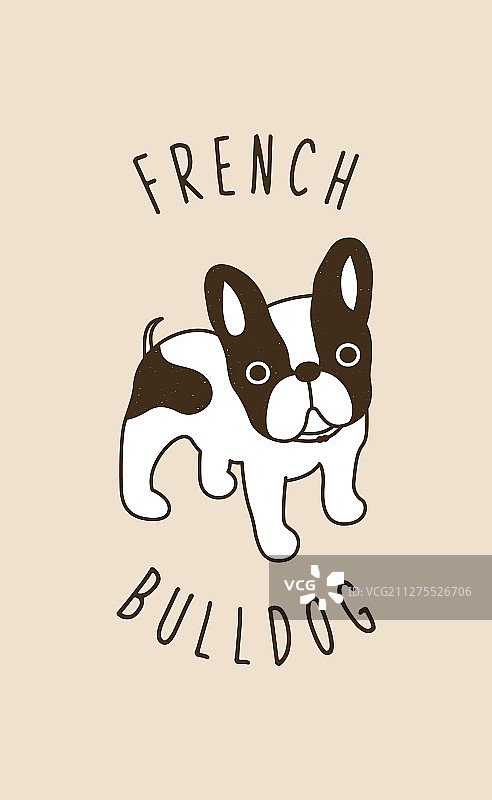 手绘法国斗牛犬图片素材