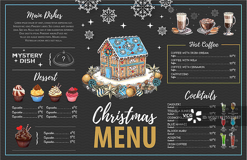 姜饼屋圣诞菜单设计图片素材