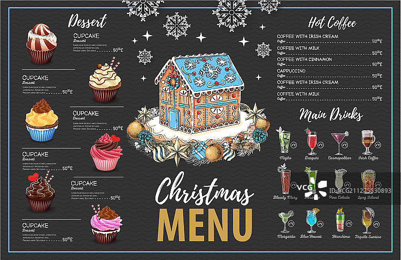 姜饼屋圣诞菜单设计图片素材