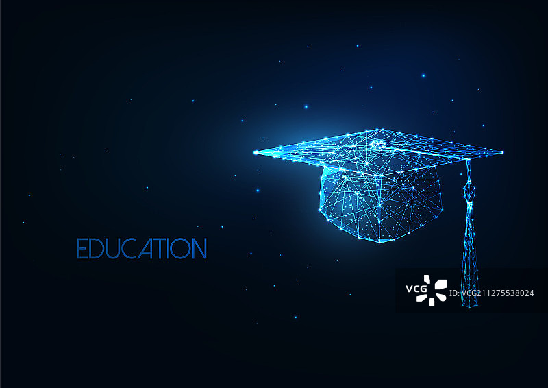 具有发光低多边形的未来教育概念图片素材