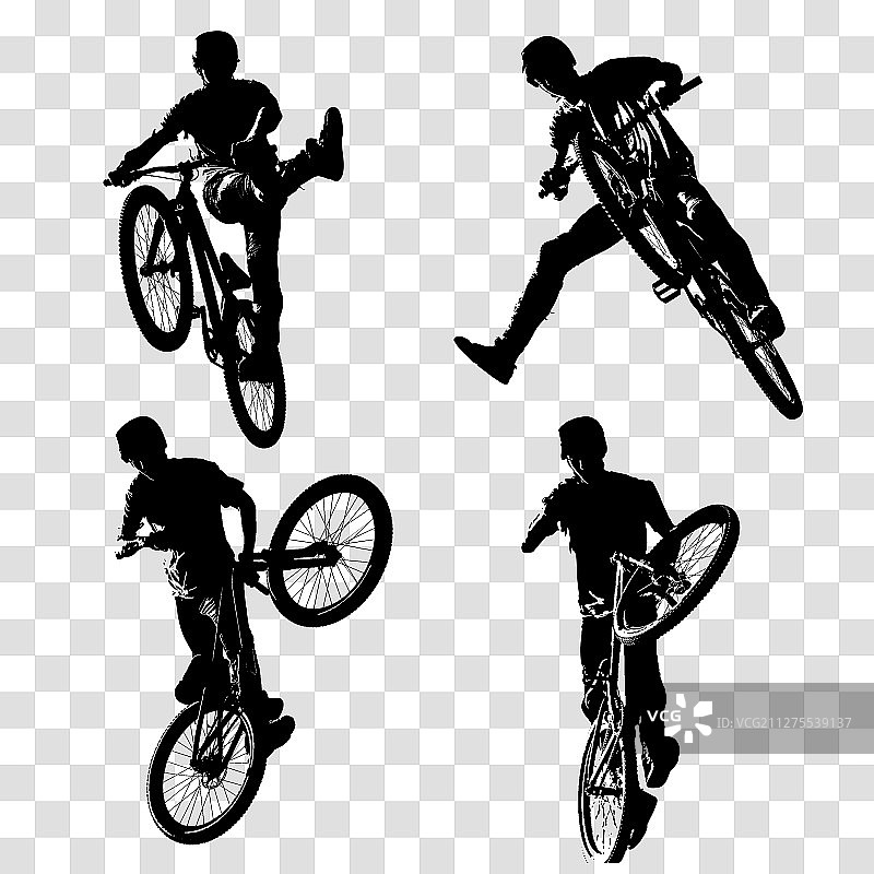 泥地跳跃特技自行车剪影图片素材