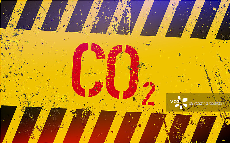黄色危险标志上的二氧化碳气体字样图片素材