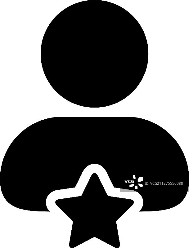 带星的成功图标：男性用户个人资料图片素材