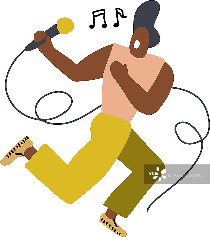 涂鸦风格的有趣歌手和麦克风图片素材