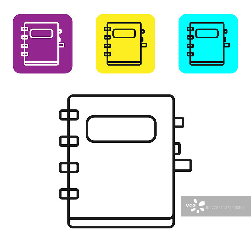 白色背景黑色线条笔记本图标图片素材
