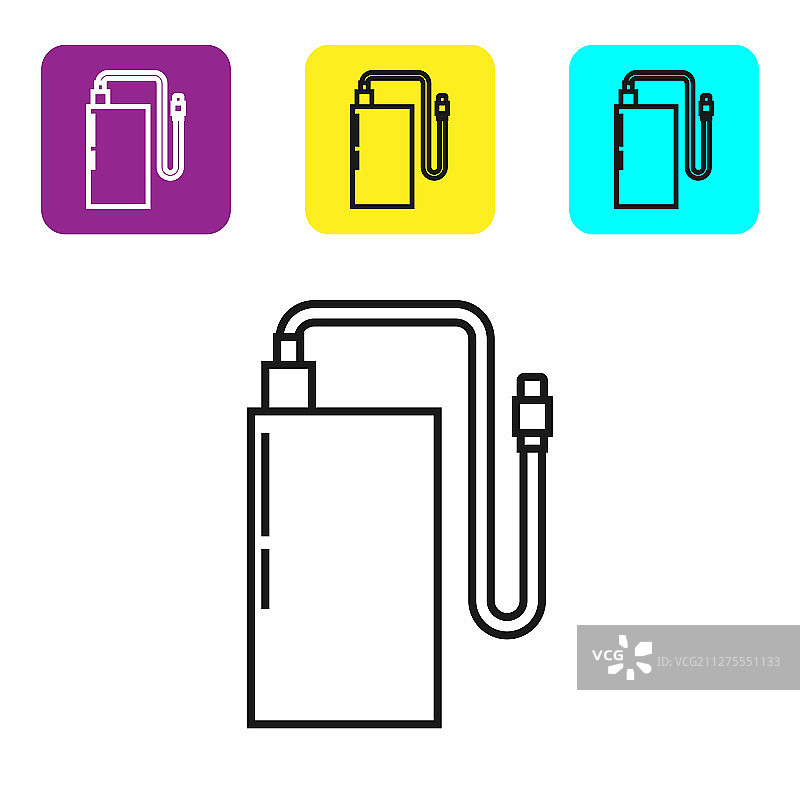 带不同充电线的黑色充电宝图片素材