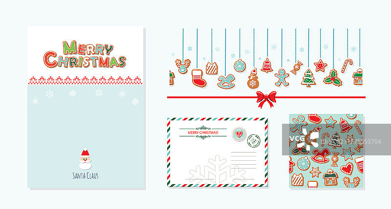圣诞节设计元素：圣诞老人信件图片素材
