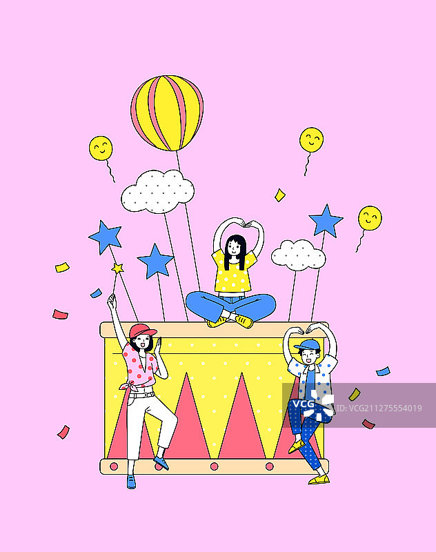 三个青年人欢乐的派对庆祝图片素材