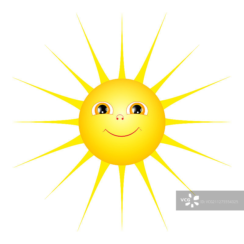 可爱的卡通太阳（白色背景隔离）图片素材