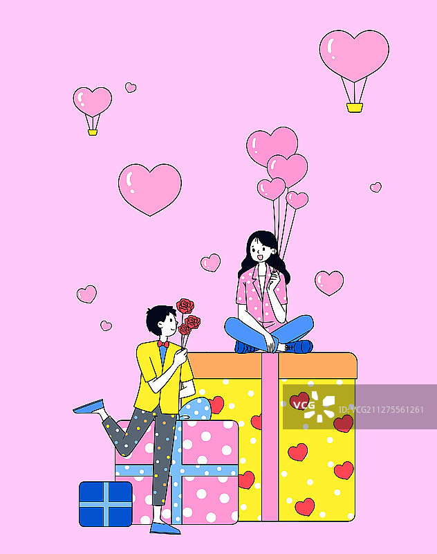 情人节约会送礼物的男生女生图片素材