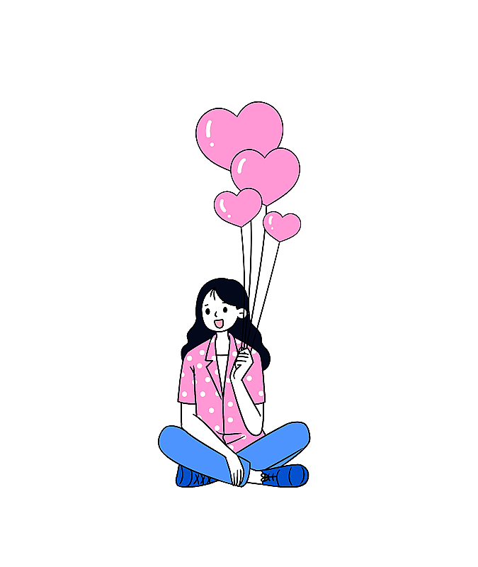 拿着心形气球的女孩图片素材