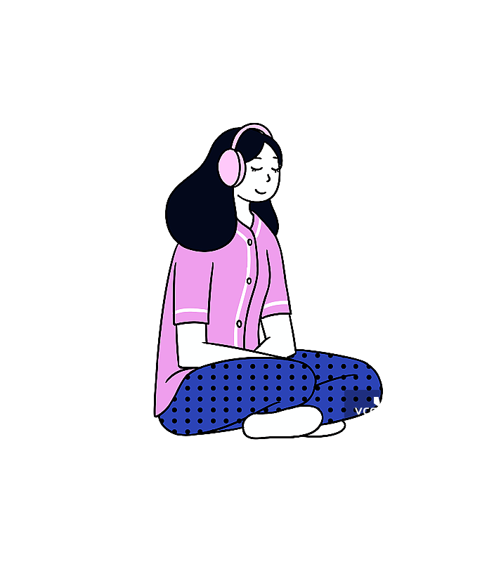 坐着听音乐的女孩图片素材