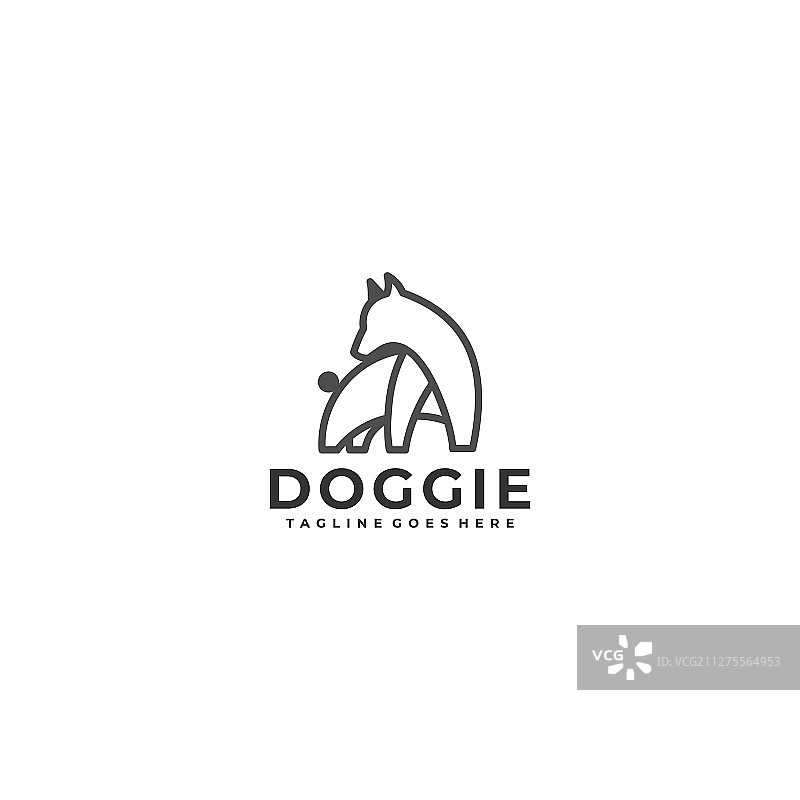 小狗线条艺术设计概念模板图片素材