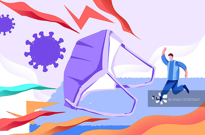 抗击新冠病毒插画图片素材