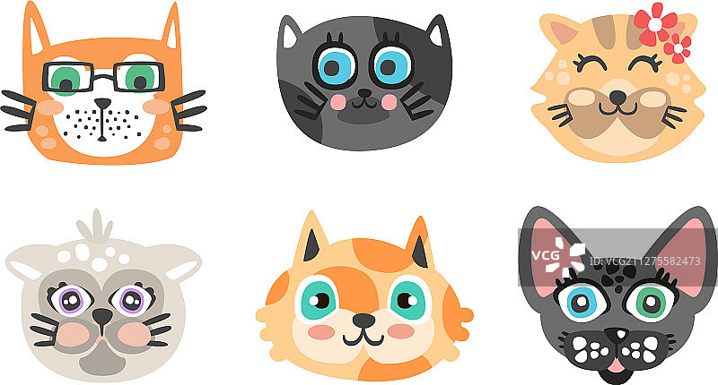 可爱的卡通猫口吻动物头像图片素材