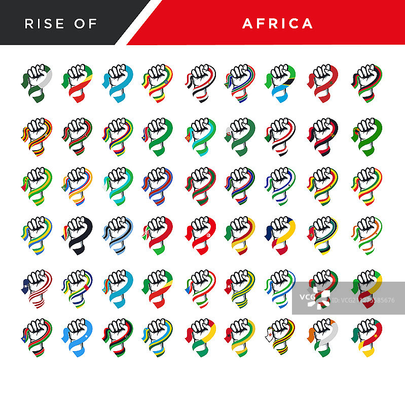 非洲旗帜上升的拳头图片素材