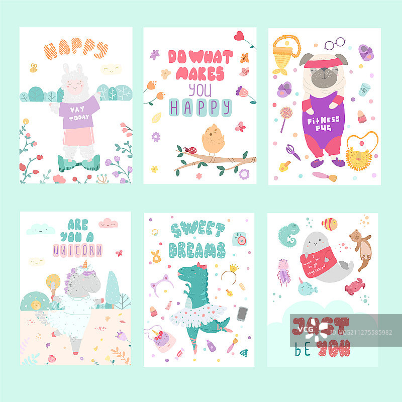 童趣北欧风格明信片模板图片素材