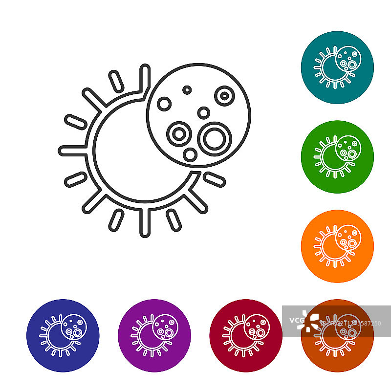 灰色线条日食图标隔离图片素材