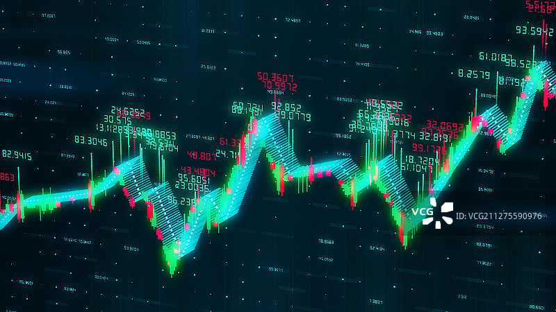 带有科技感的股市K线涨跌图表背景素材图片素材