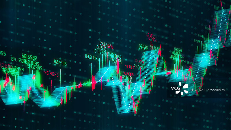 带有科技感的股市K线涨跌图表背景素材图片素材