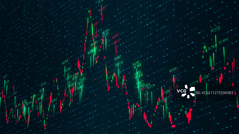 带有科技感的股市K线涨跌图表背景素材图片素材