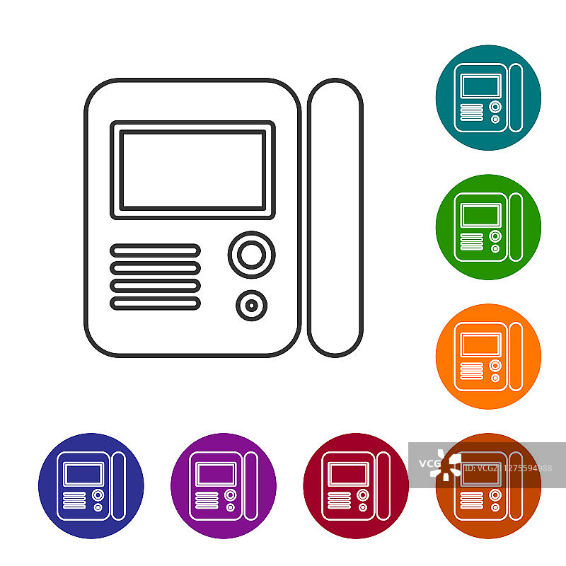 灰色线条楼宇对讲系统图标图片素材